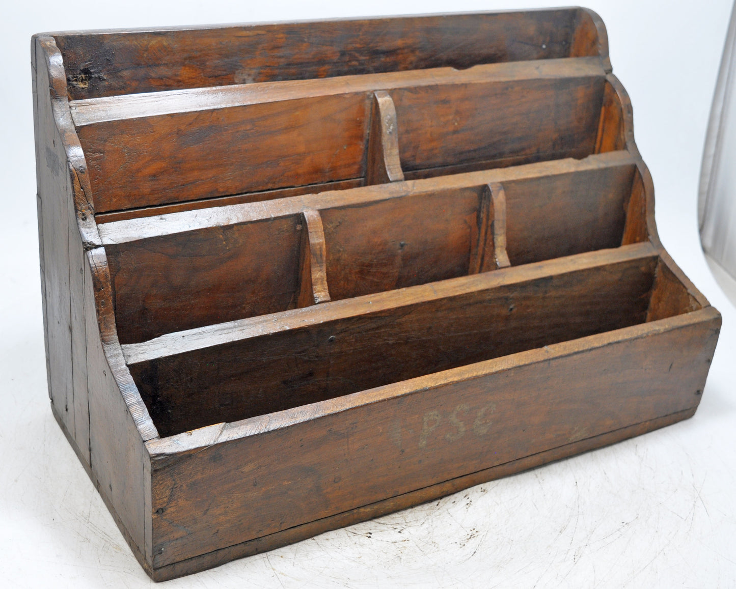 Antique Wooden Paper Envelope Tray Original Old Hand Crafted
