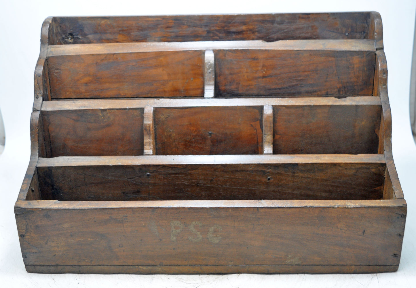 Antique Wooden Paper Envelope Tray Original Old Hand Crafted