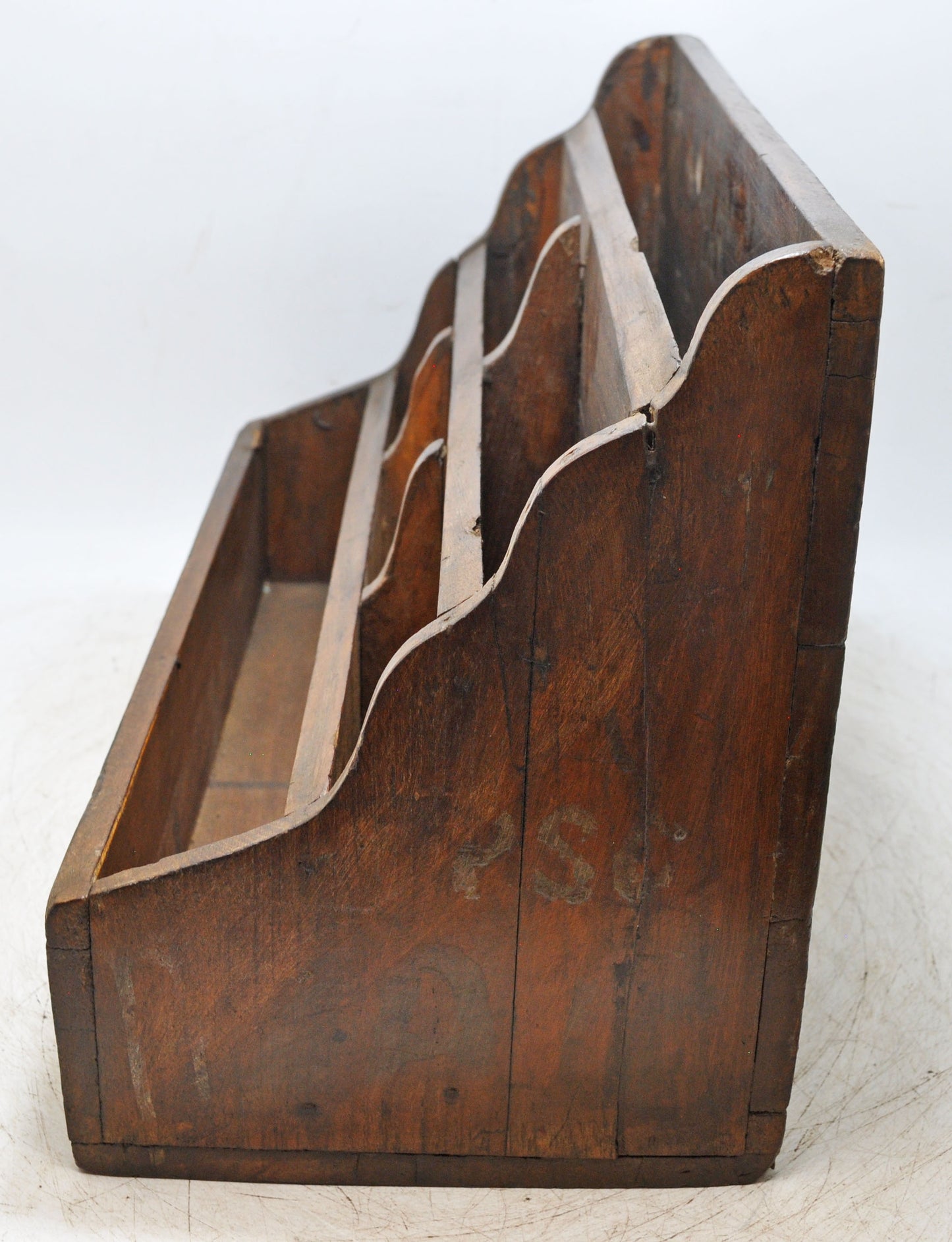 Antique Wooden Paper Envelope Tray Original Old Hand Crafted