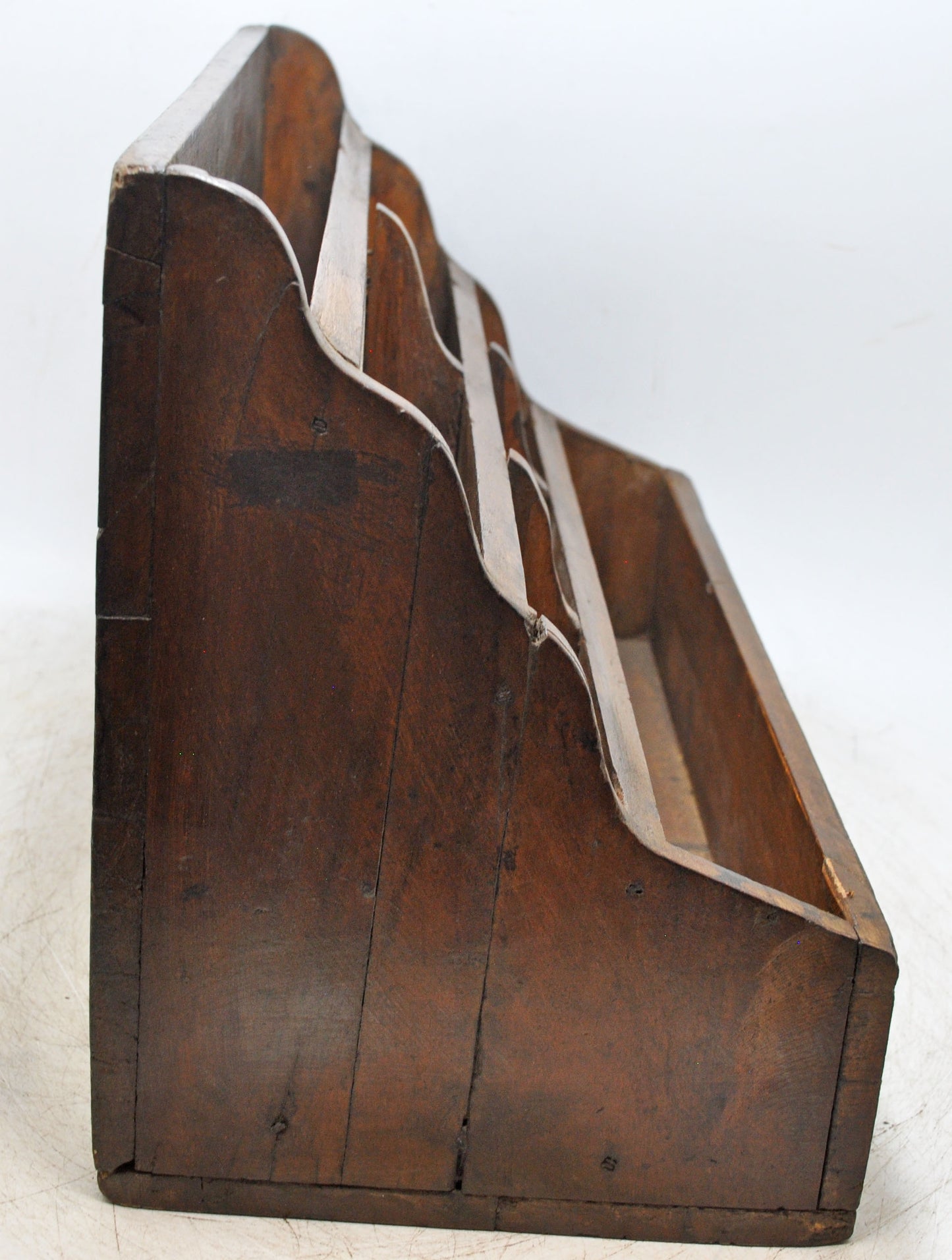 Antique Wooden Paper Envelope Tray Original Old Hand Crafted