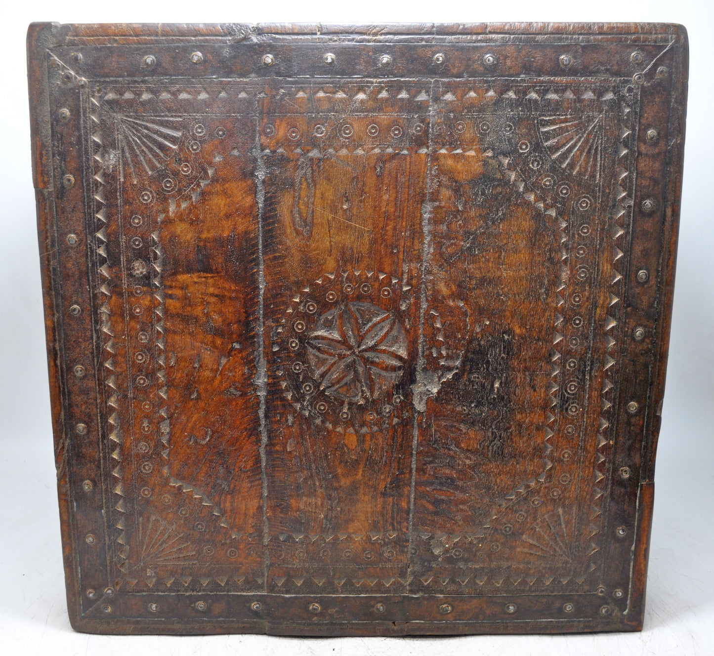 Antique Wooden Square Floor Sitting Bajot Low Stool Original Old Hand Carved