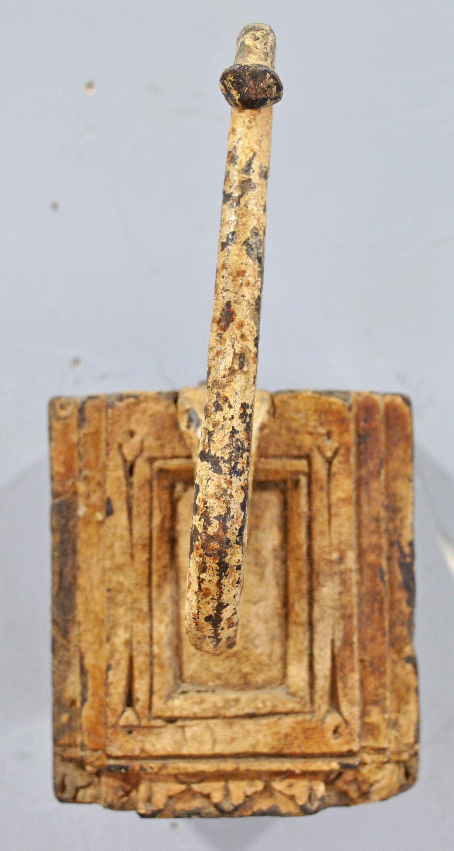 Antique Wooden Wall Hanging Hook Hanger Original Old Hand Crafted Polychrome
