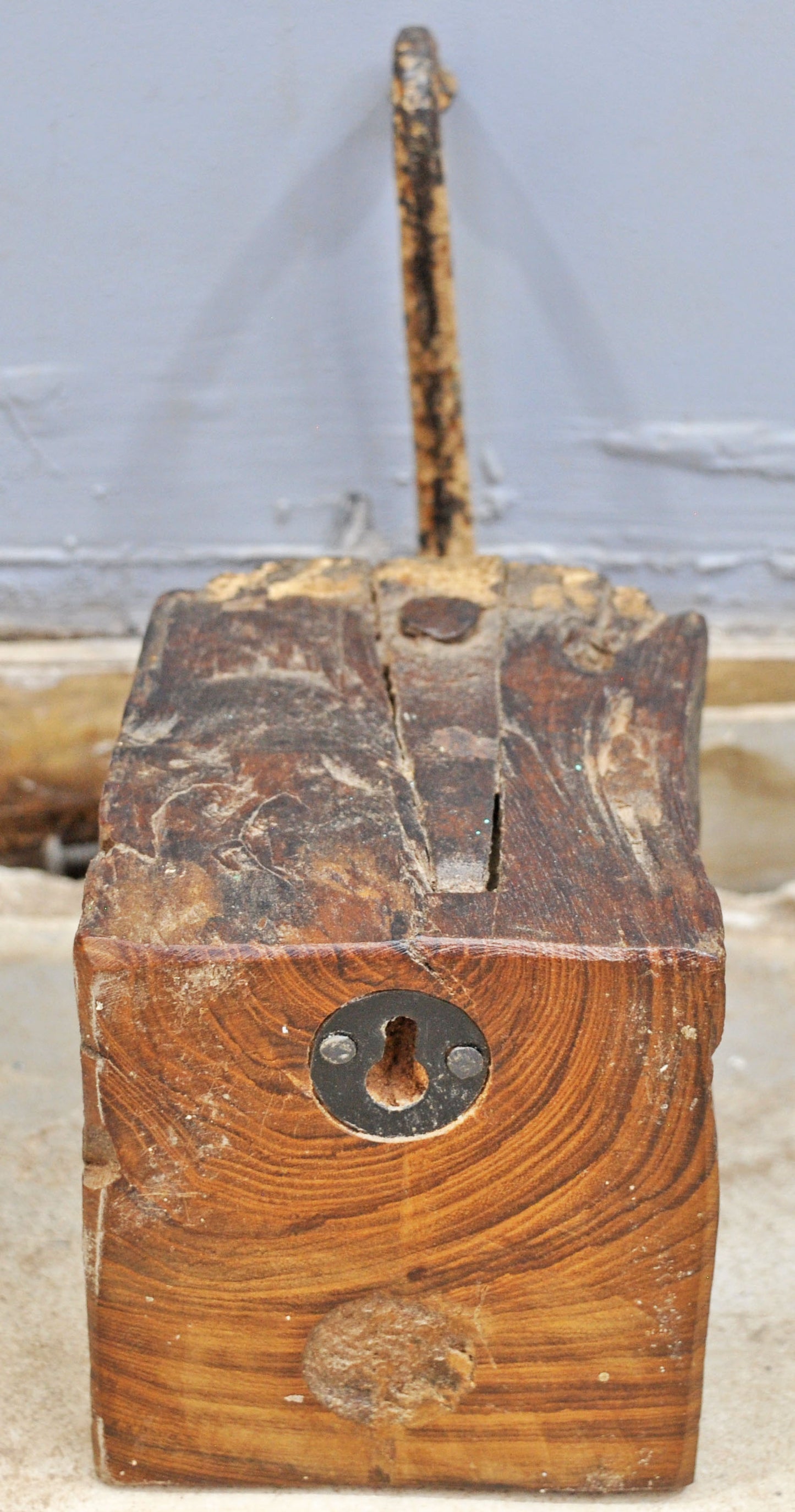 Antique Wooden Wall Hanging Hook Hanger Original Old Hand Crafted Polychrome