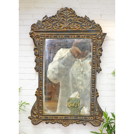 Antique Wooden Wall Décor Mirror Frame Original Old Hand Crafted Fine Carved