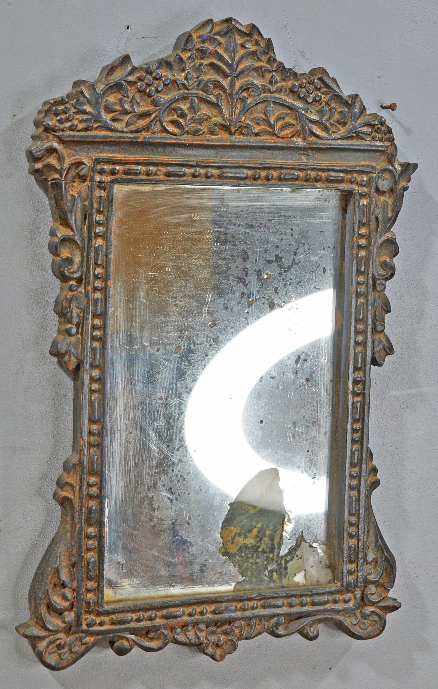 Antique Wooden Wall Décor Mirror Frame Original Old Hand Crafted Fine Carved