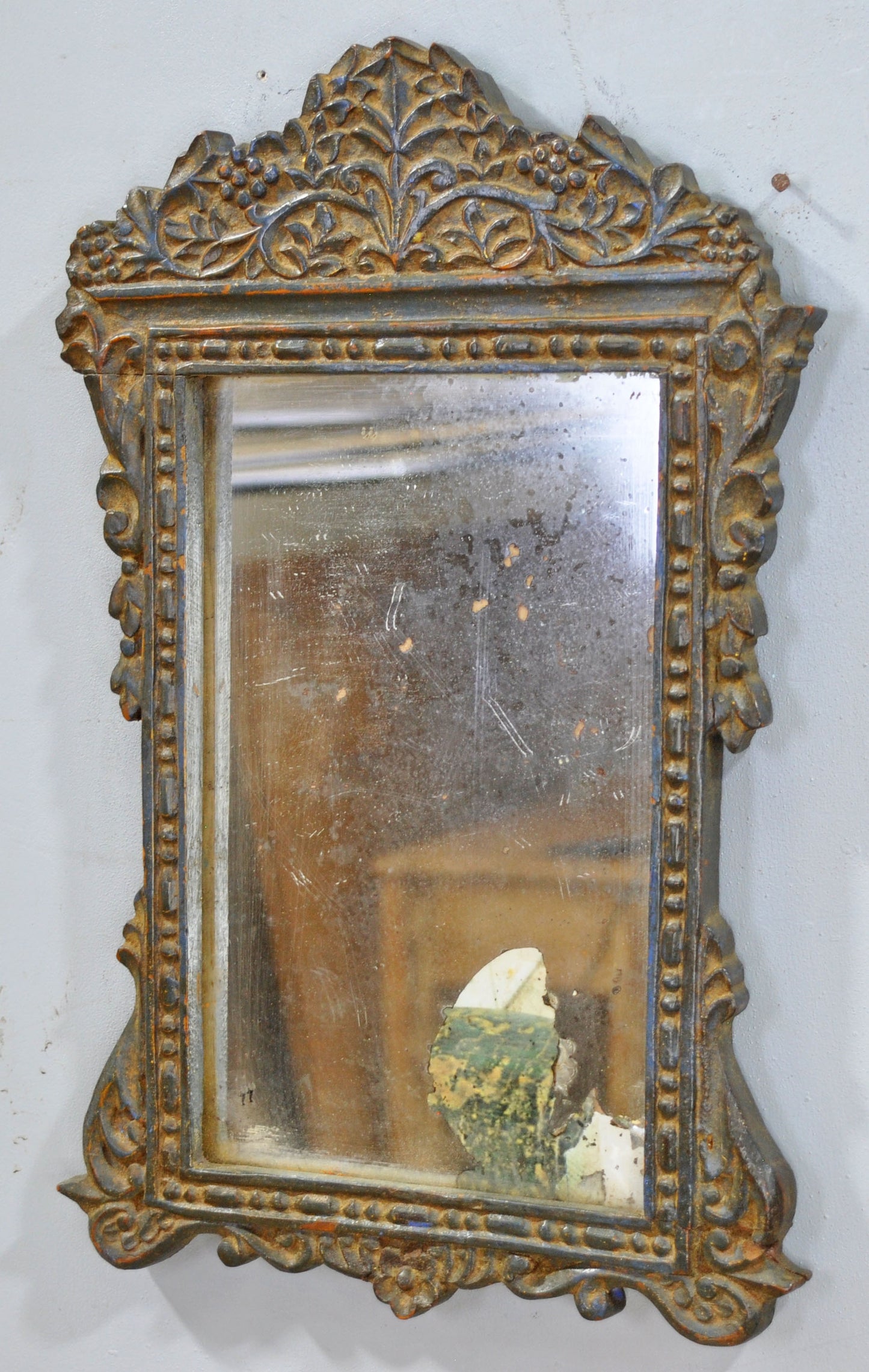 Antique Wooden Wall Décor Mirror Frame Original Old Hand Crafted Fine Carved