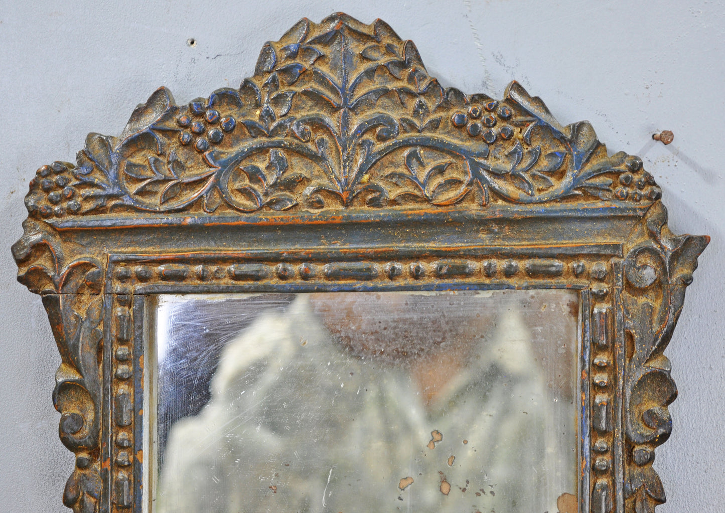 Antique Wooden Wall Décor Mirror Frame Original Old Hand Crafted Fine Carved