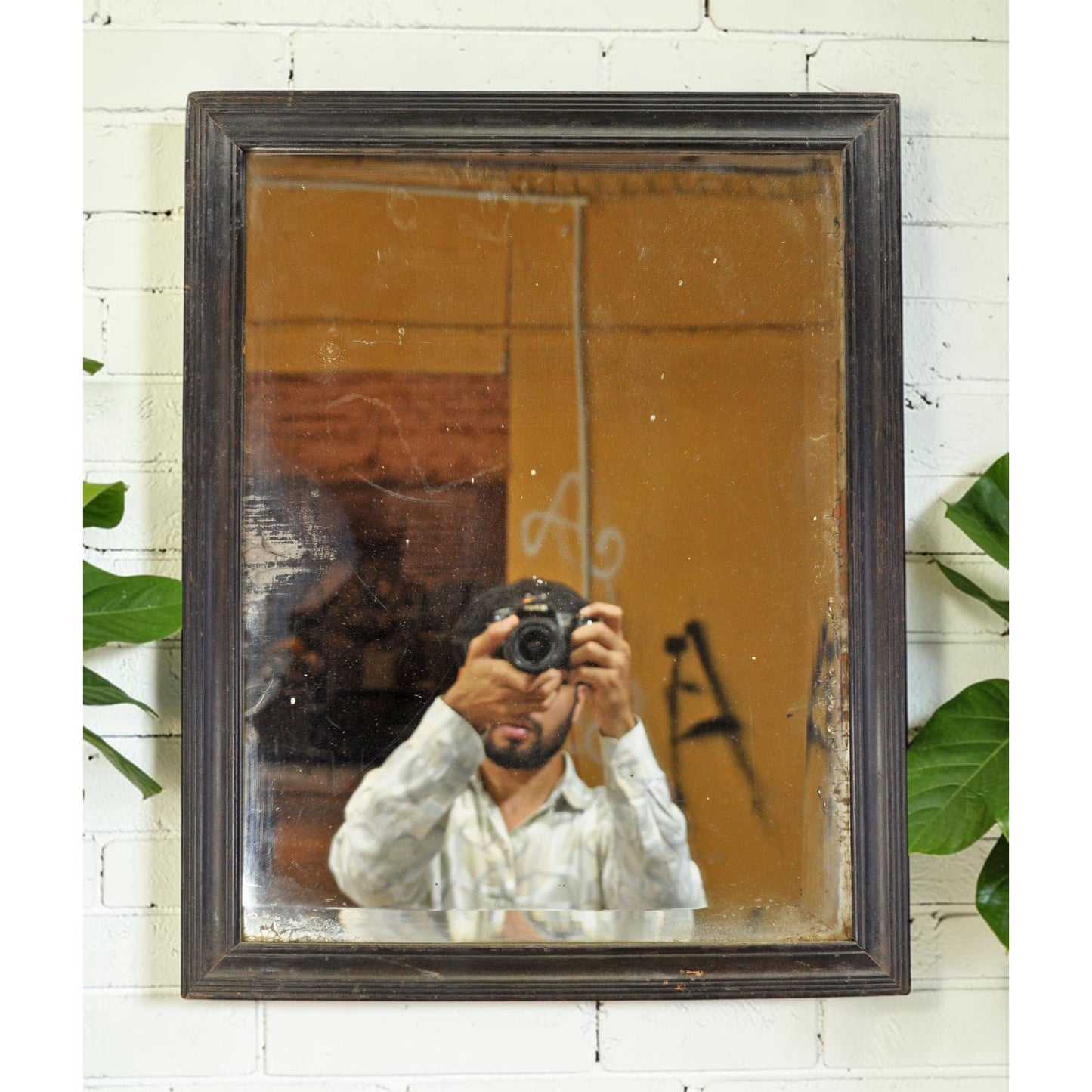 Antique Wooden Wall Décor Mirror Frame Original Old Hand Crafted