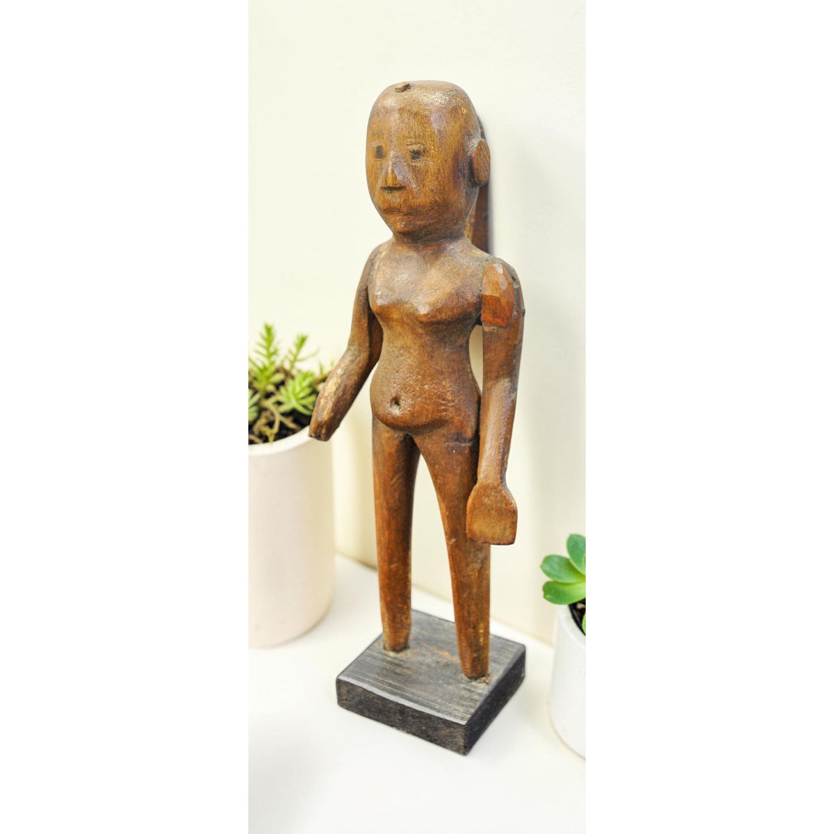 Antique Wooden Goddess Gangaur Idol Figurine Original Old Fine Hand Carved