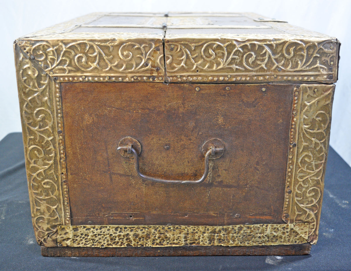 Antique Wooden Large Size Storage Chest Box Original Old Fine Hand Crafted Brass Fitted