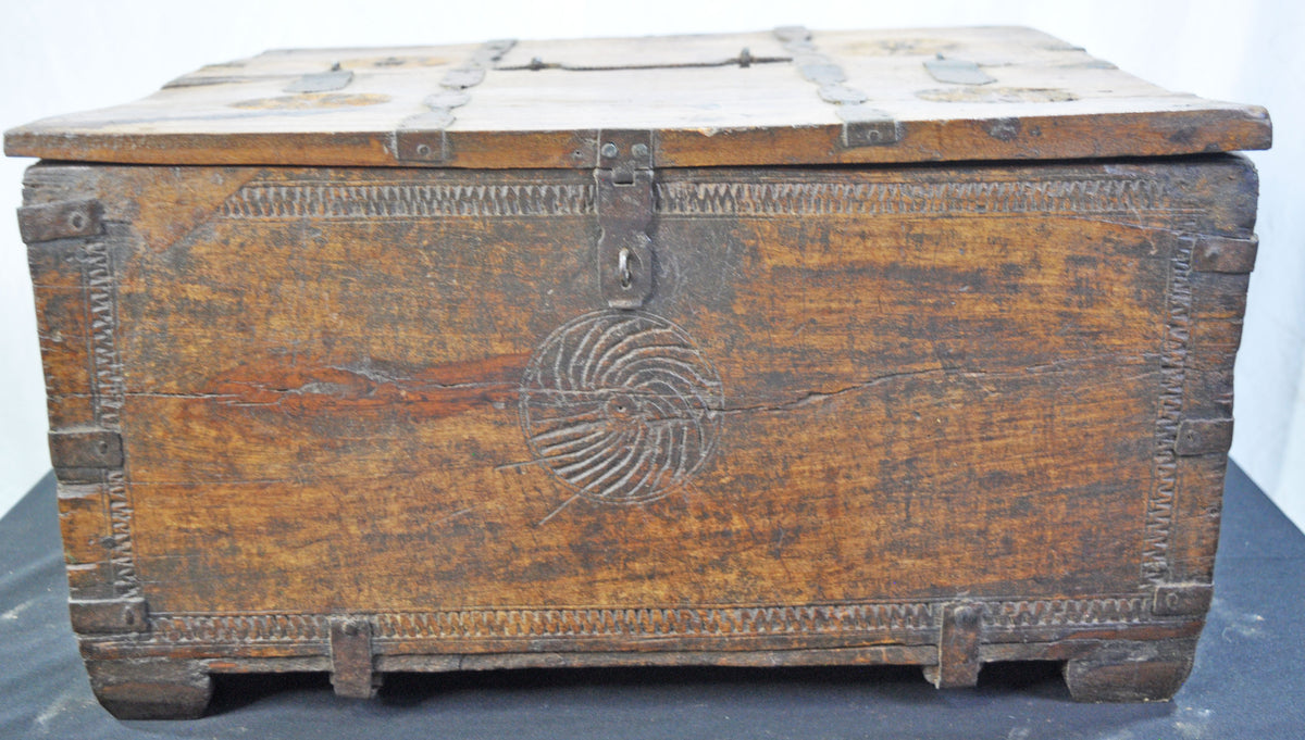 Antique Wooden Large Size Storage Chest Box Original Old Hand Crafted Fine Carved
