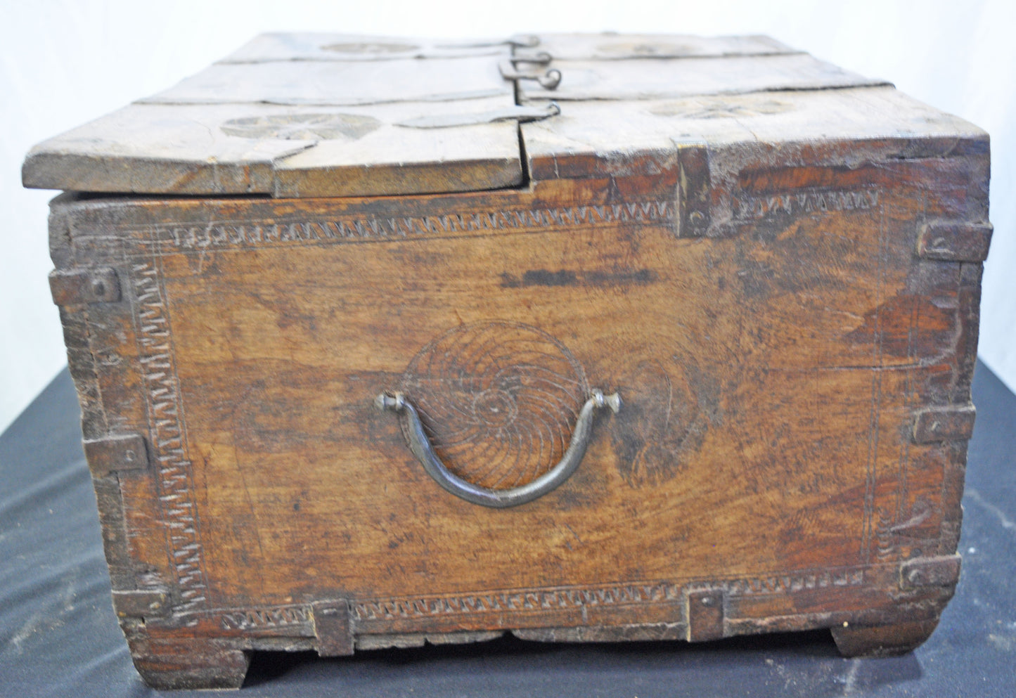 Antique Wooden Large Size Storage Chest Box Original Old Hand Crafted Fine Carved