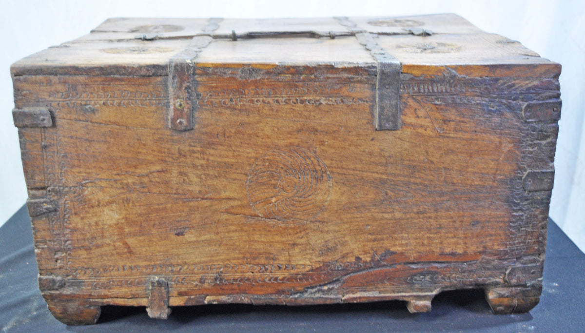 Antique Wooden Large Size Storage Chest Box Original Old Hand Crafted Fine Carved