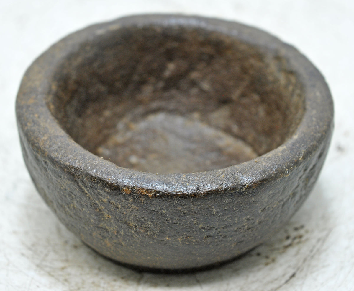 Antique Sand Stone Round Kitchenware Curry Bowl Original Old Fine Hand Carved