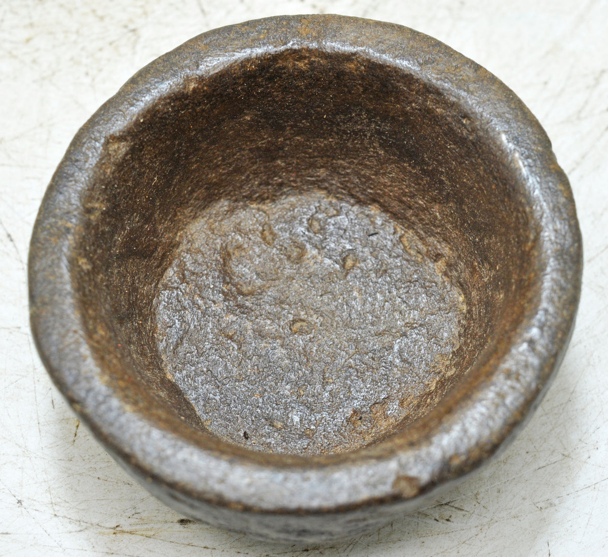 Antique Sand Stone Round Kitchenware Curry Bowl Original Old Fine Hand Carved