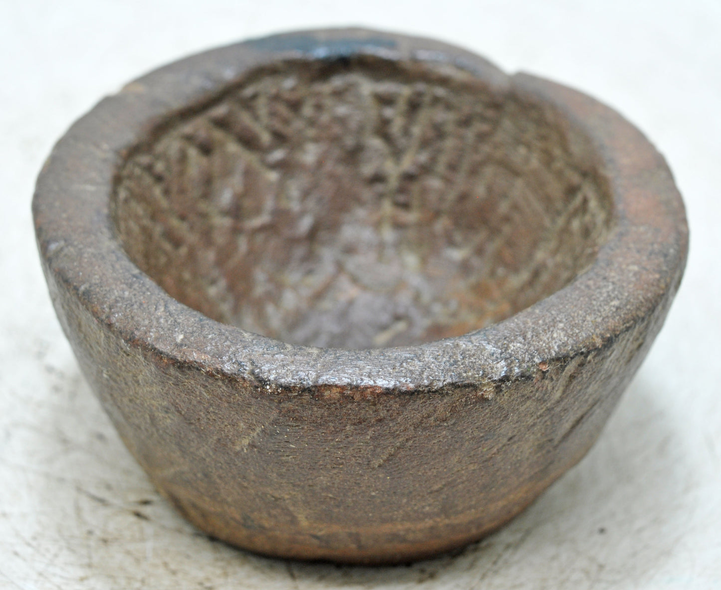Antique Sand Stone Round Kitchenware Curry Bowl Original Old Fine Hand Carved