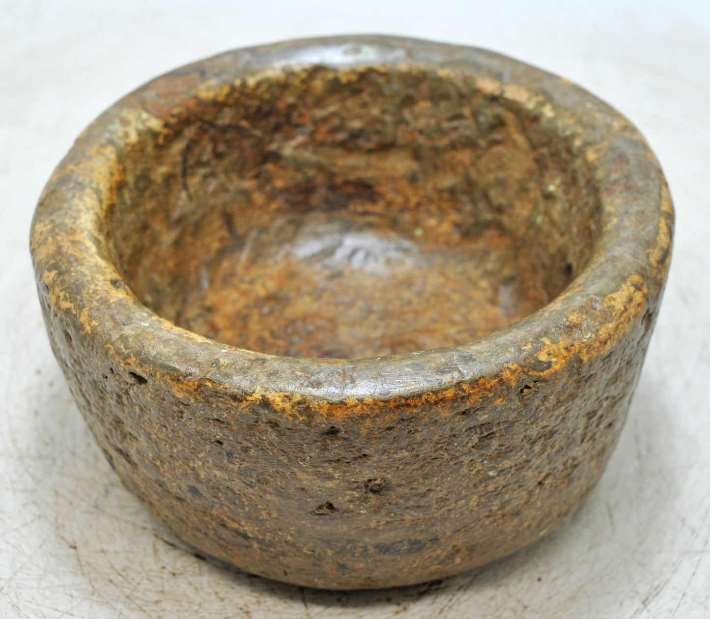 Antique Sand Stone Round Kitchenware Curry Bowl Original Old Fine Hand Carved