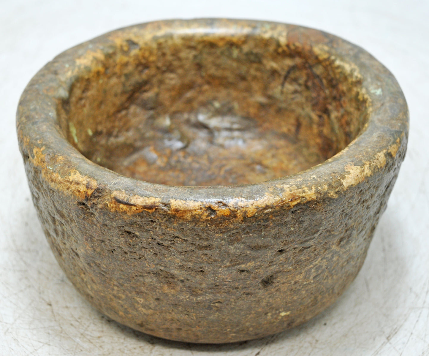 Antique Sand Stone Round Kitchenware Curry Bowl Original Old Fine Hand Carved