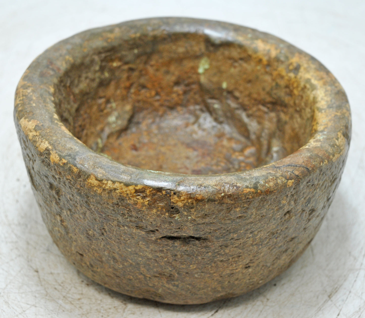 Antique Sand Stone Round Kitchenware Curry Bowl Original Old Fine Hand Carved