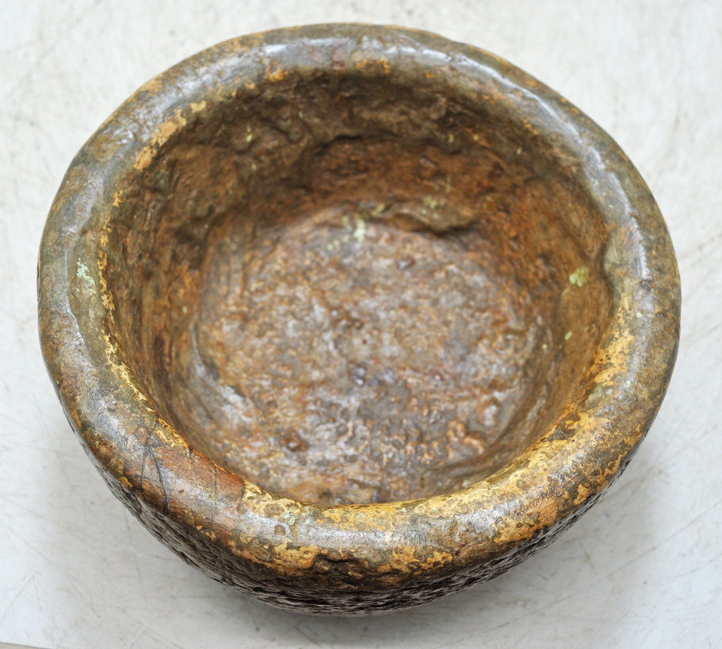 Antique Sand Stone Round Kitchenware Curry Bowl Original Old Fine Hand Carved
