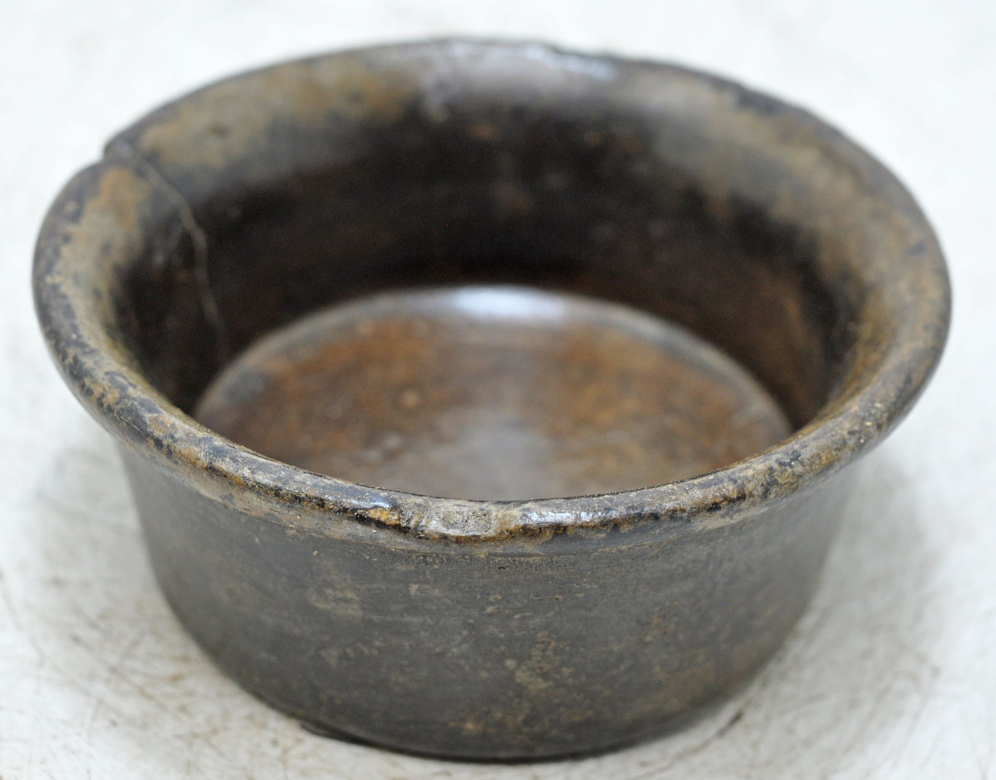 Antique Black Stone Round Kitchenware Curry Bowl Original Old Fine Hand Carved