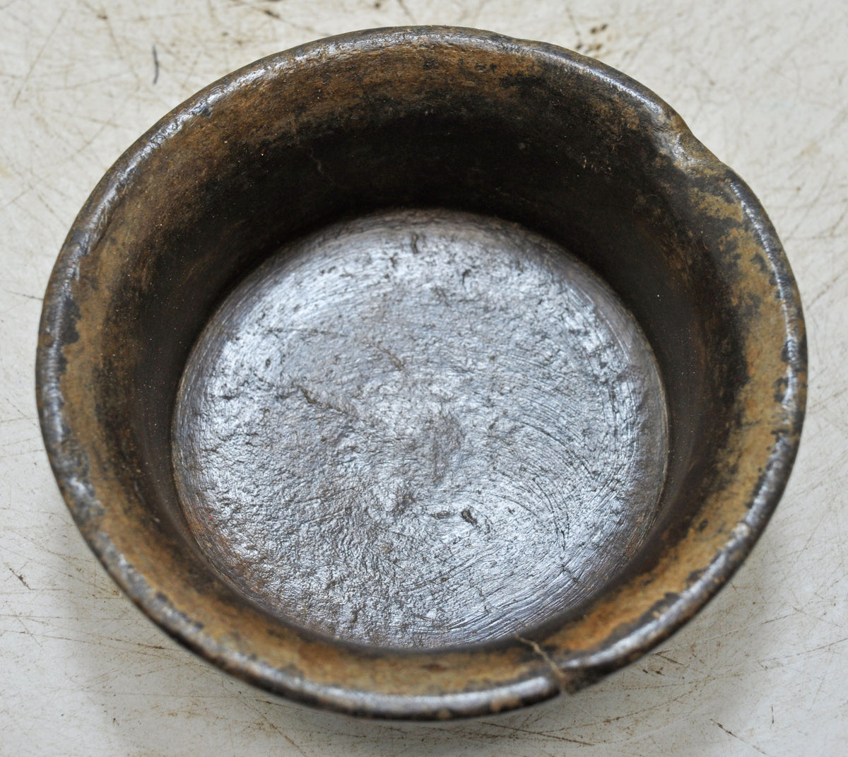 Antique Black Stone Round Kitchenware Curry Bowl Original Old Fine Hand Carved