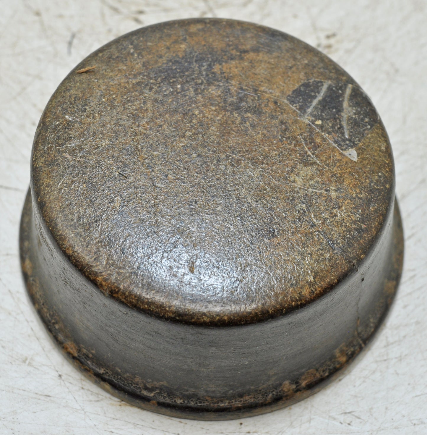 Antique Black Stone Round Kitchenware Curry Bowl Original Old Fine Hand Carved