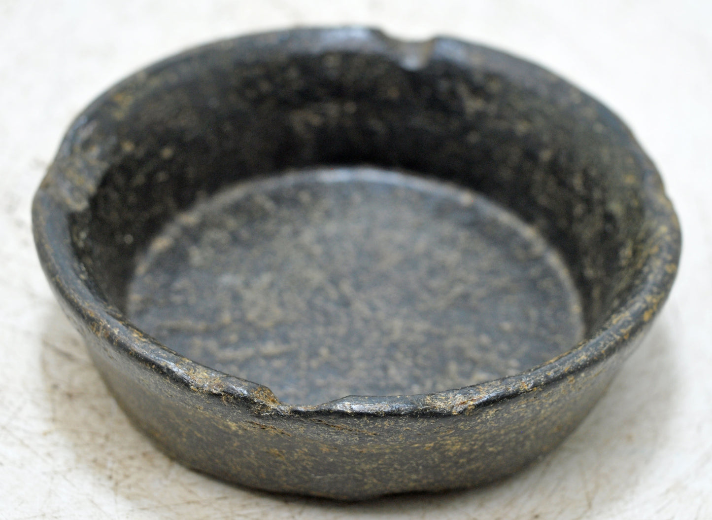 Antique Black Stone Round Kitchenware Curry Bowl Original Old Fine Hand Carved