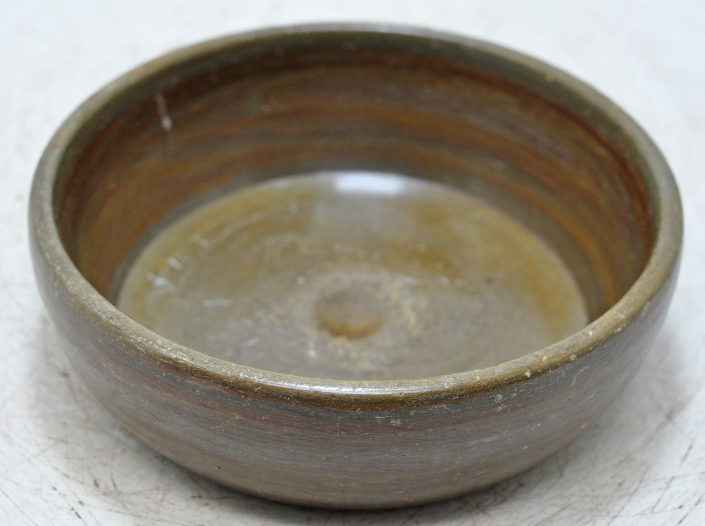 Antique Black Stone Round Kitchenware Curry Bowl Original Old Fine Hand Carved