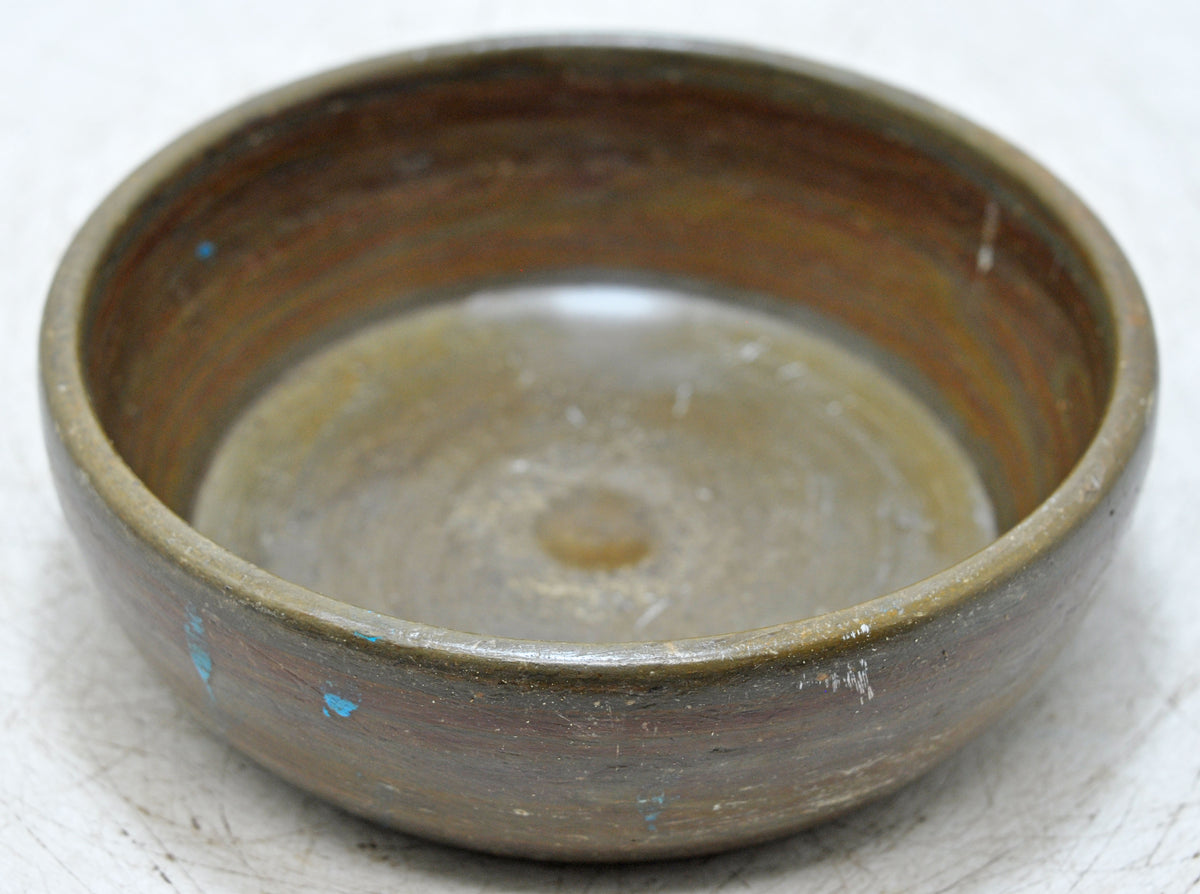Antique Black Stone Round Kitchenware Curry Bowl Original Old Fine Hand Carved