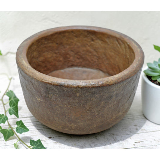 Antique Sand Stone Round Kitchenware Curry Bowl Original Old Fine Hand Carved