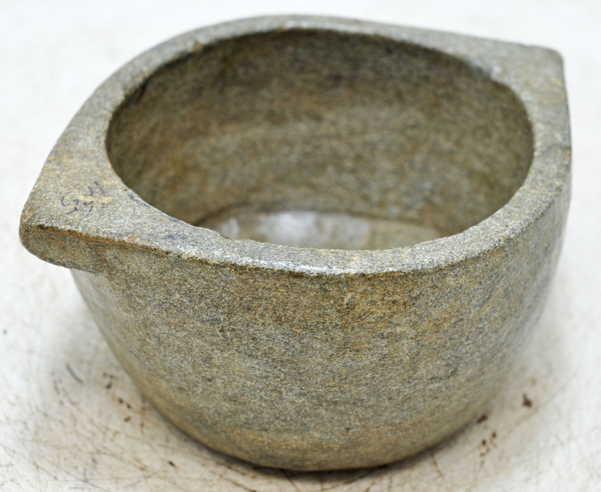 Antique Black Stone Round Kitchenware Curry Bowl Original Old Fine Hand Carved