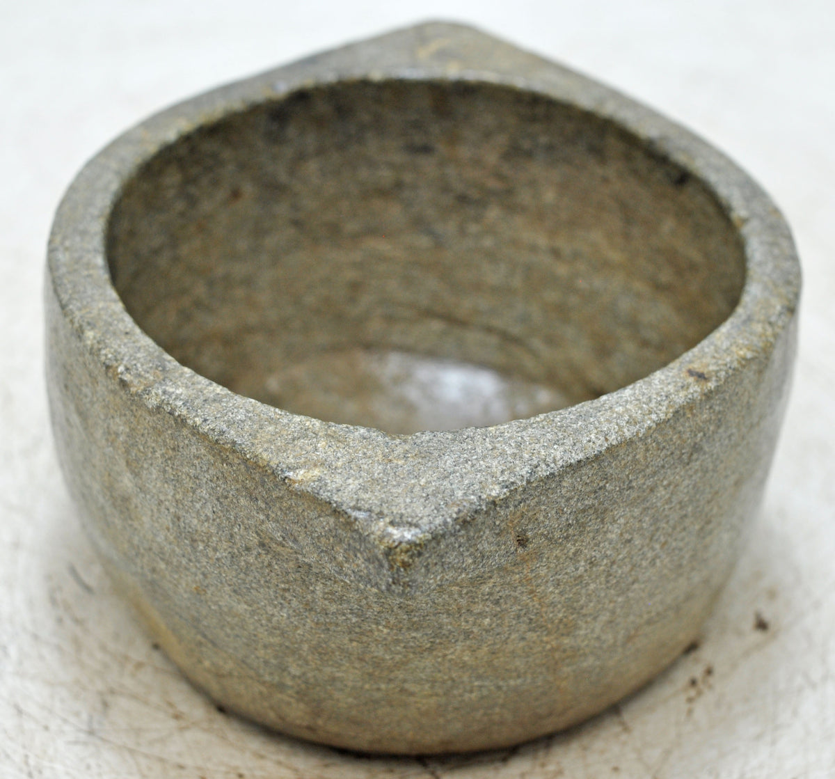 Antique Black Stone Round Kitchenware Curry Bowl Original Old Fine Hand Carved