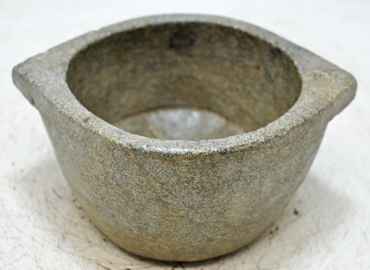 Antique Black Stone Round Kitchenware Curry Bowl Original Old Fine Hand Carved