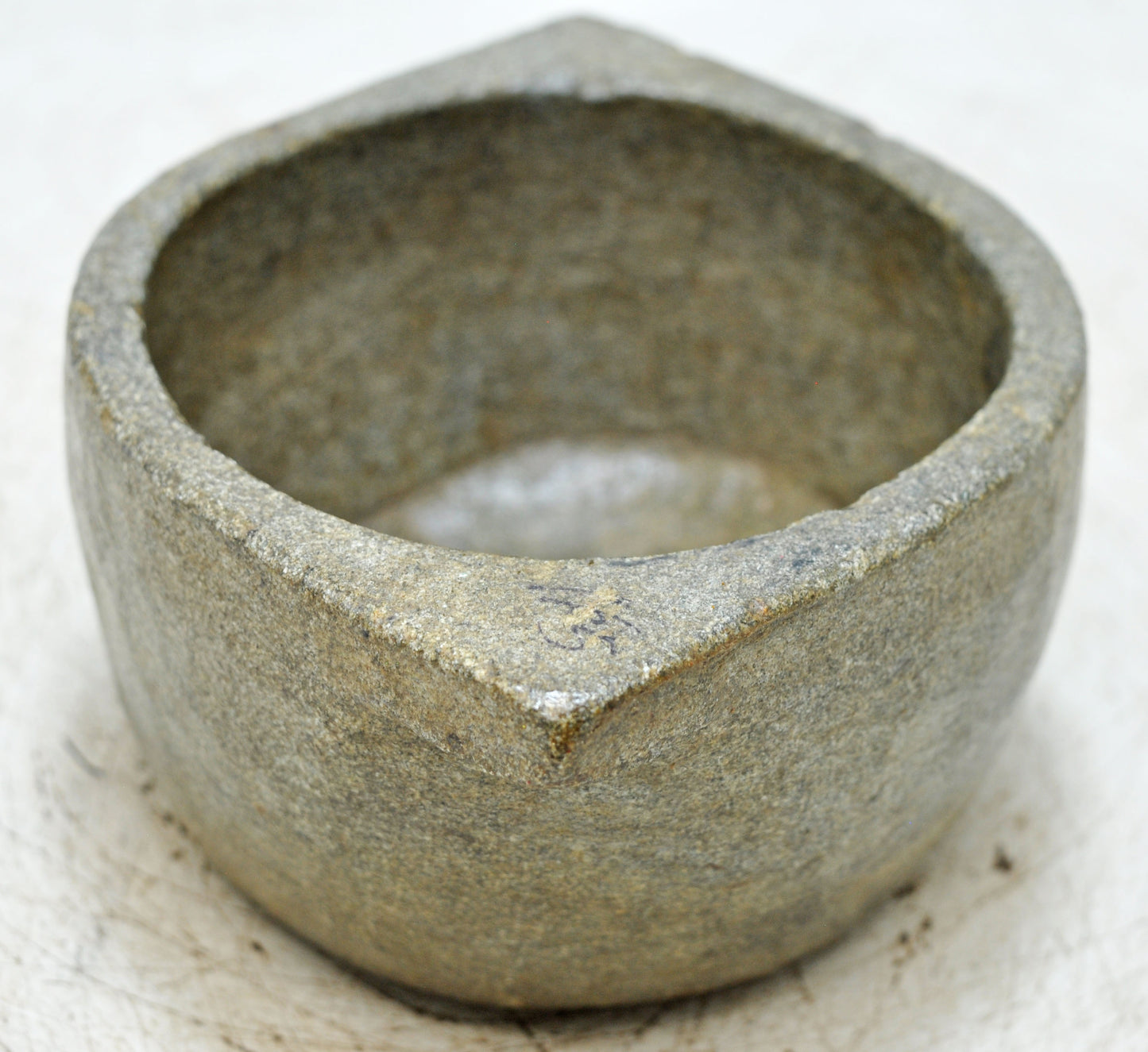 Antique Black Stone Round Kitchenware Curry Bowl Original Old Fine Hand Carved
