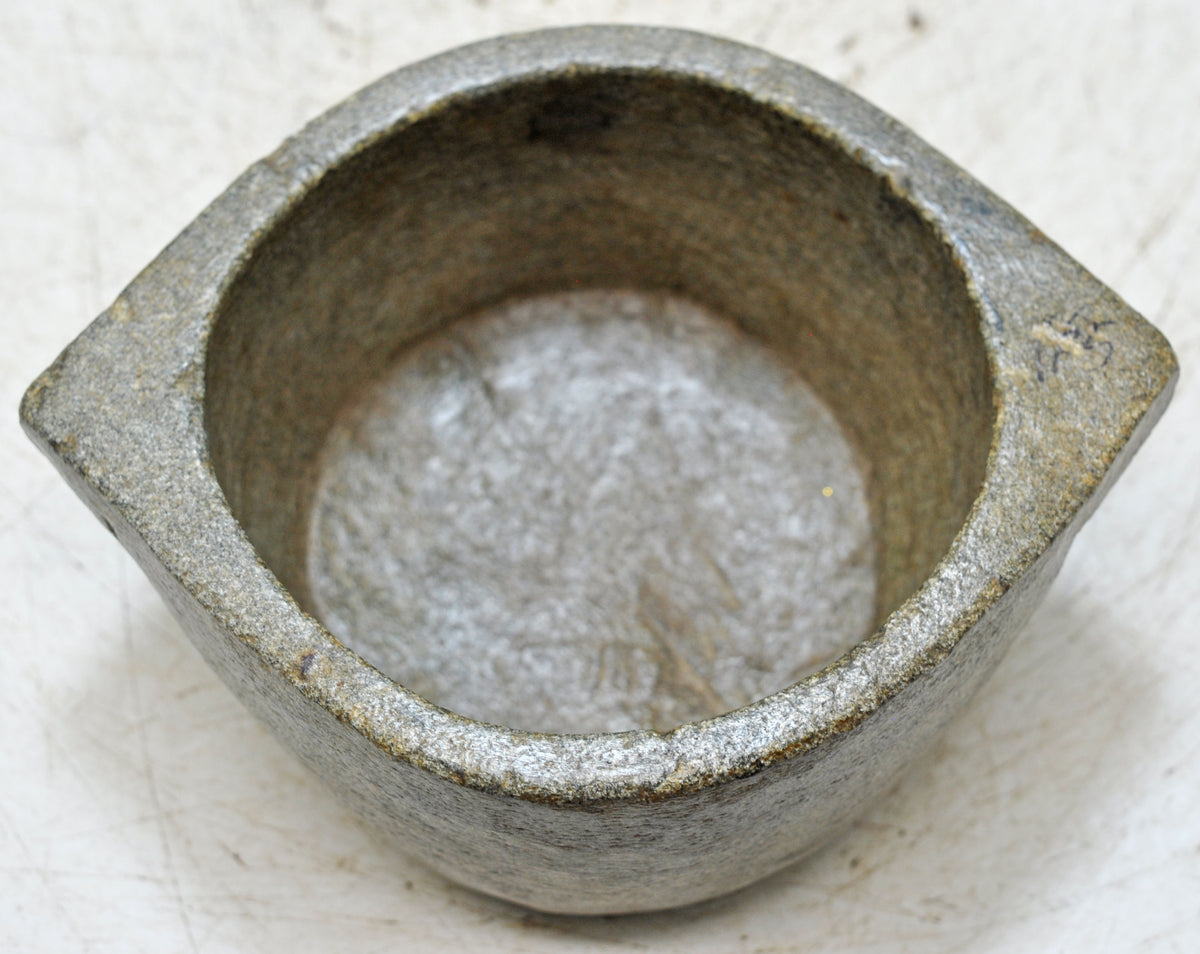 Antique Black Stone Round Kitchenware Curry Bowl Original Old Fine Hand Carved