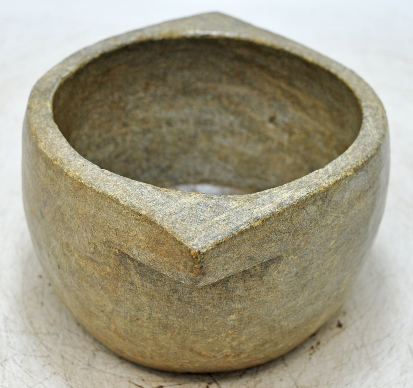 Antique Black Stone Round Kitchenware Curry Bowl Original Old Fine Hand Carved