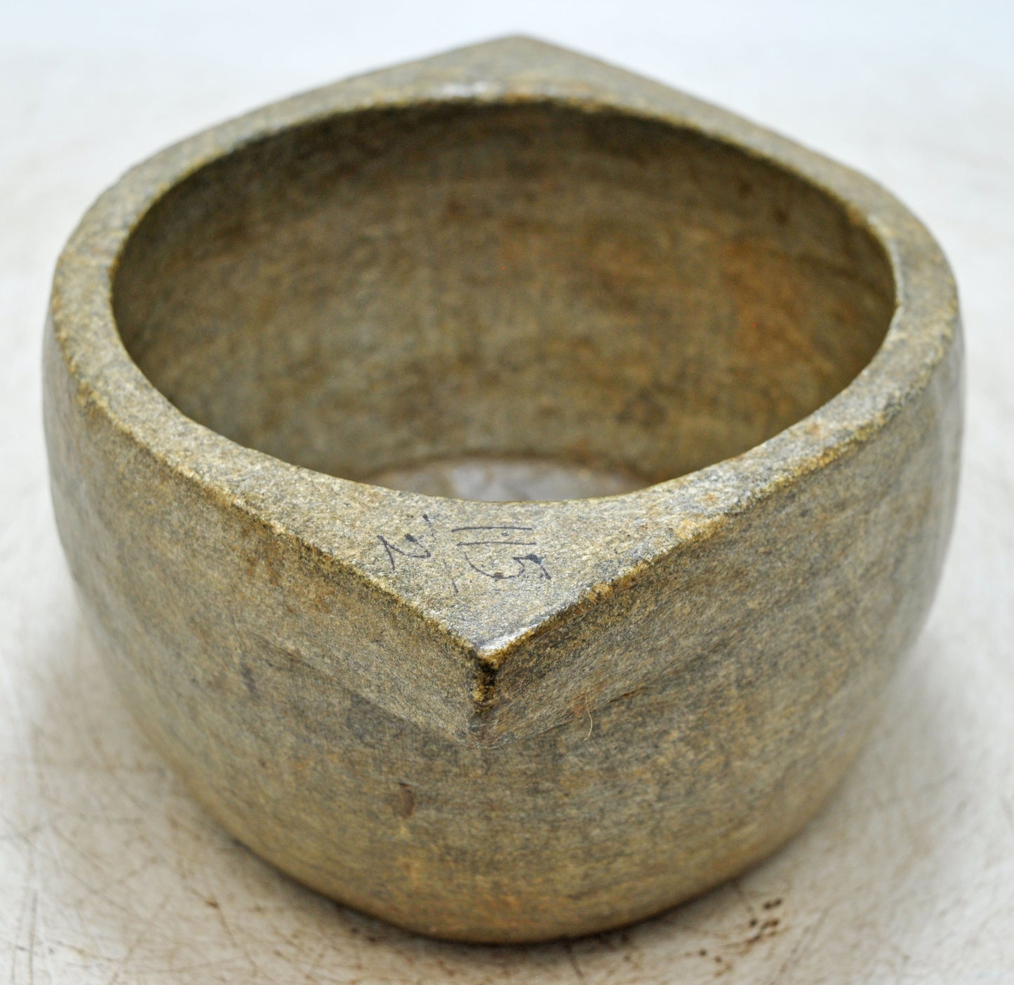 Antique Black Stone Round Kitchenware Curry Bowl Original Old Fine Hand Carved
