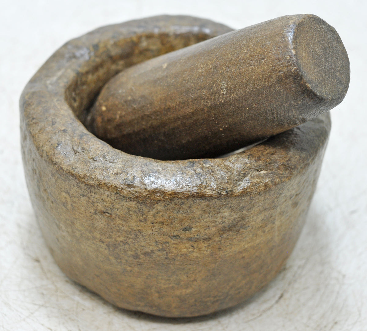 Antique Sand Stone Kitchenware Mortar & Pestle Spice Grinder Original Old Hand Carved