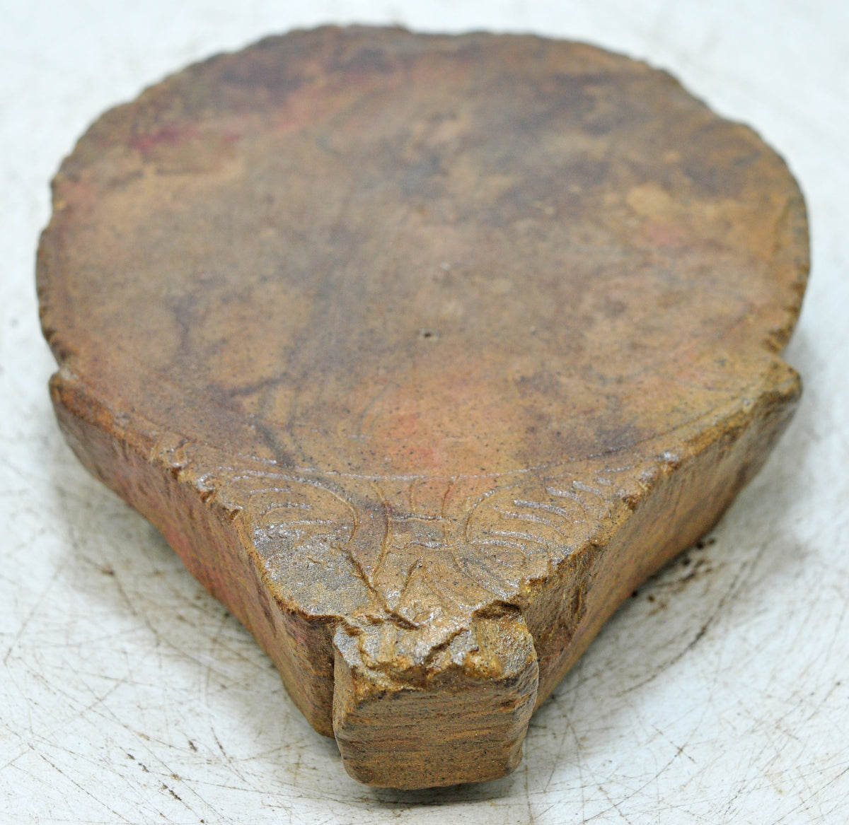 Antique Sand Stone Round Saffron Grinding Plate Original Old Hand Carved