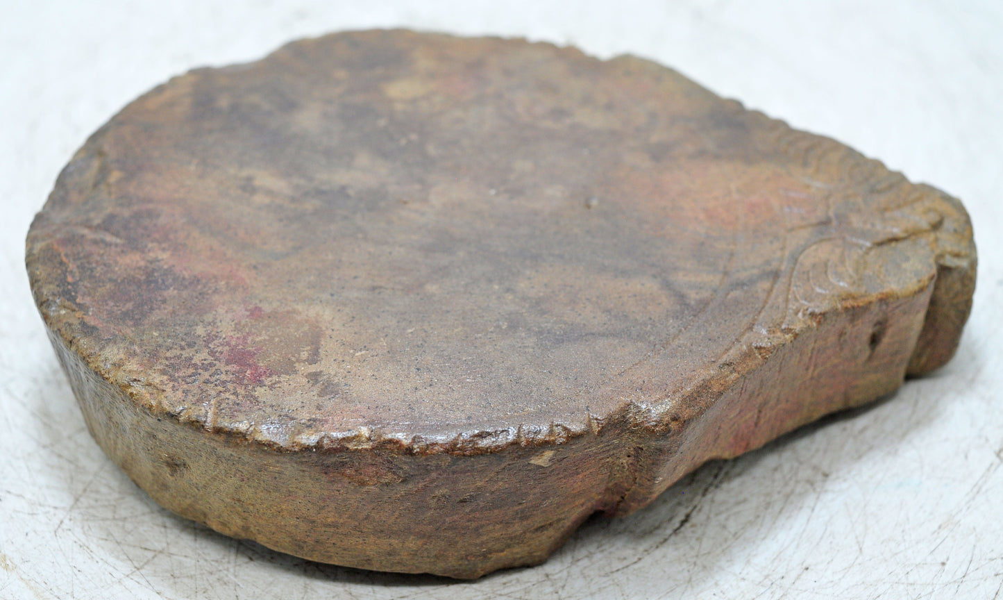 Antique Sand Stone Round Saffron Grinding Plate Original Old Hand Carved