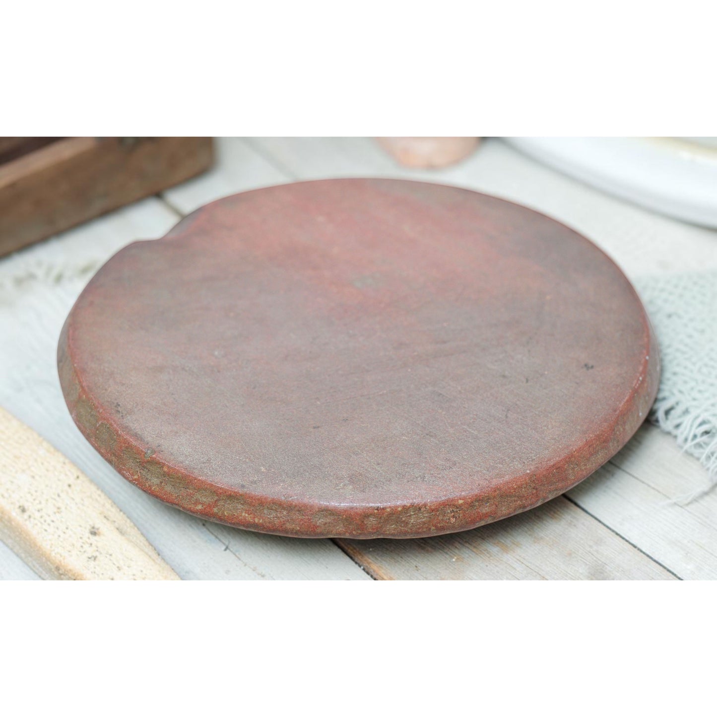 Antique Sand Stone Round Saffron Grinding Plate Original Old Hand Carved