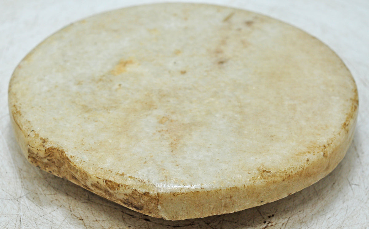 Antique White Marble Round Chapati Bread Rolling Plate Original Old Fine Hand Carved