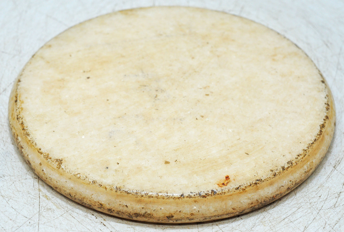 Antique White Marble Round Chapati Bread Rolling Plate Original Old Fine Hand Carved