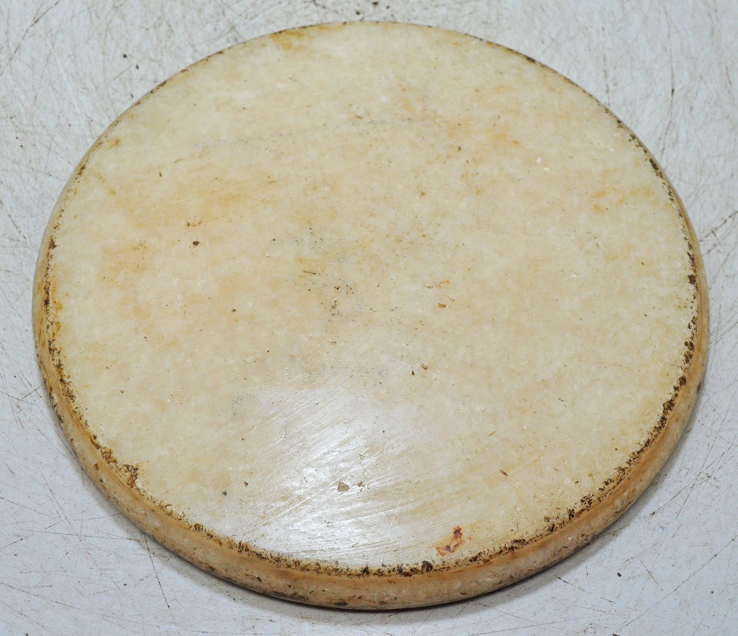 Antique White Marble Round Chapati Bread Rolling Plate Original Old Fine Hand Carved