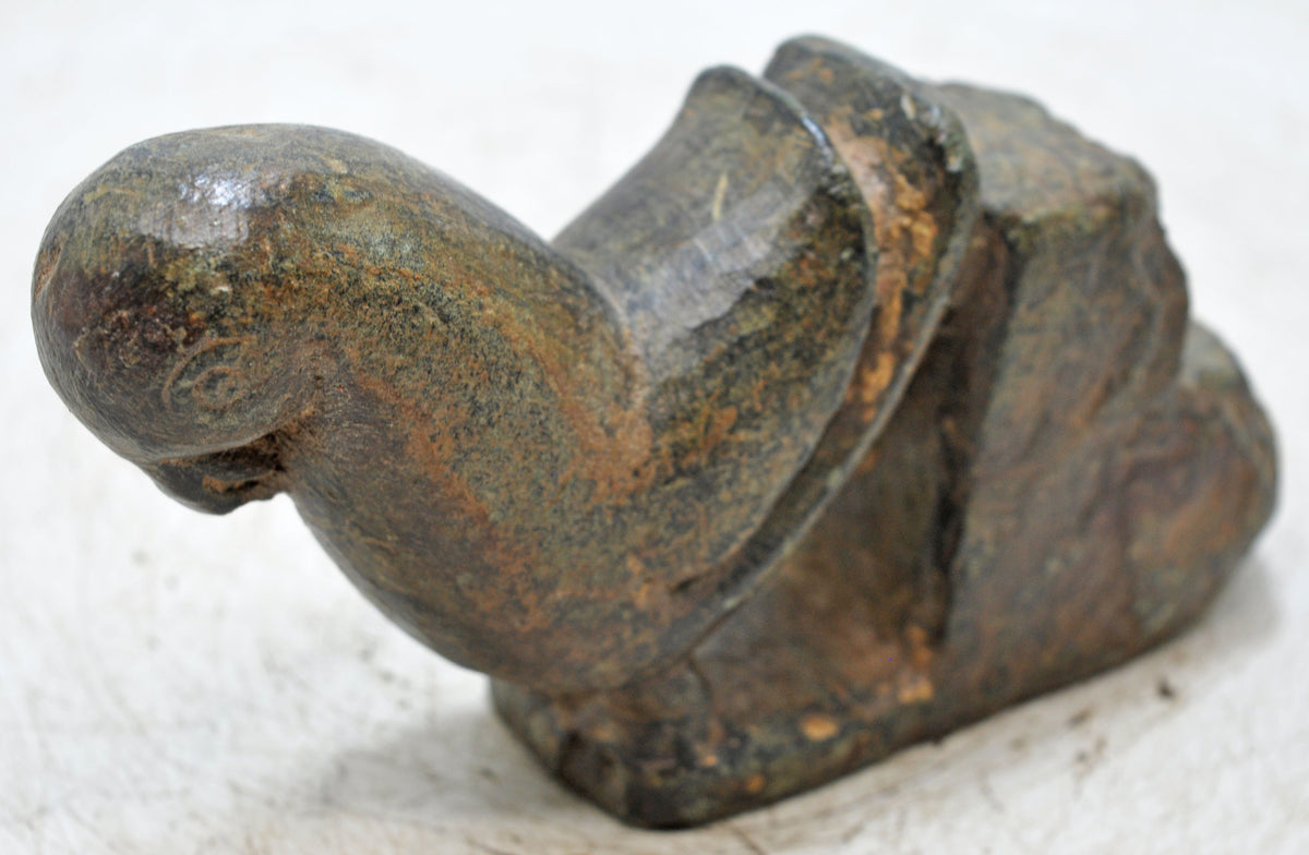 Antique Green Stone Parrot Figurine Wall Hook Hanger Original Old Fine Hand Carved