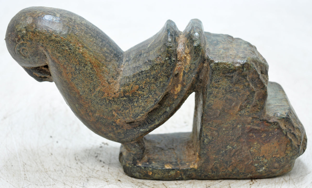 Antique Green Stone Parrot Figurine Wall Hook Hanger Original Old Fine Hand Carved