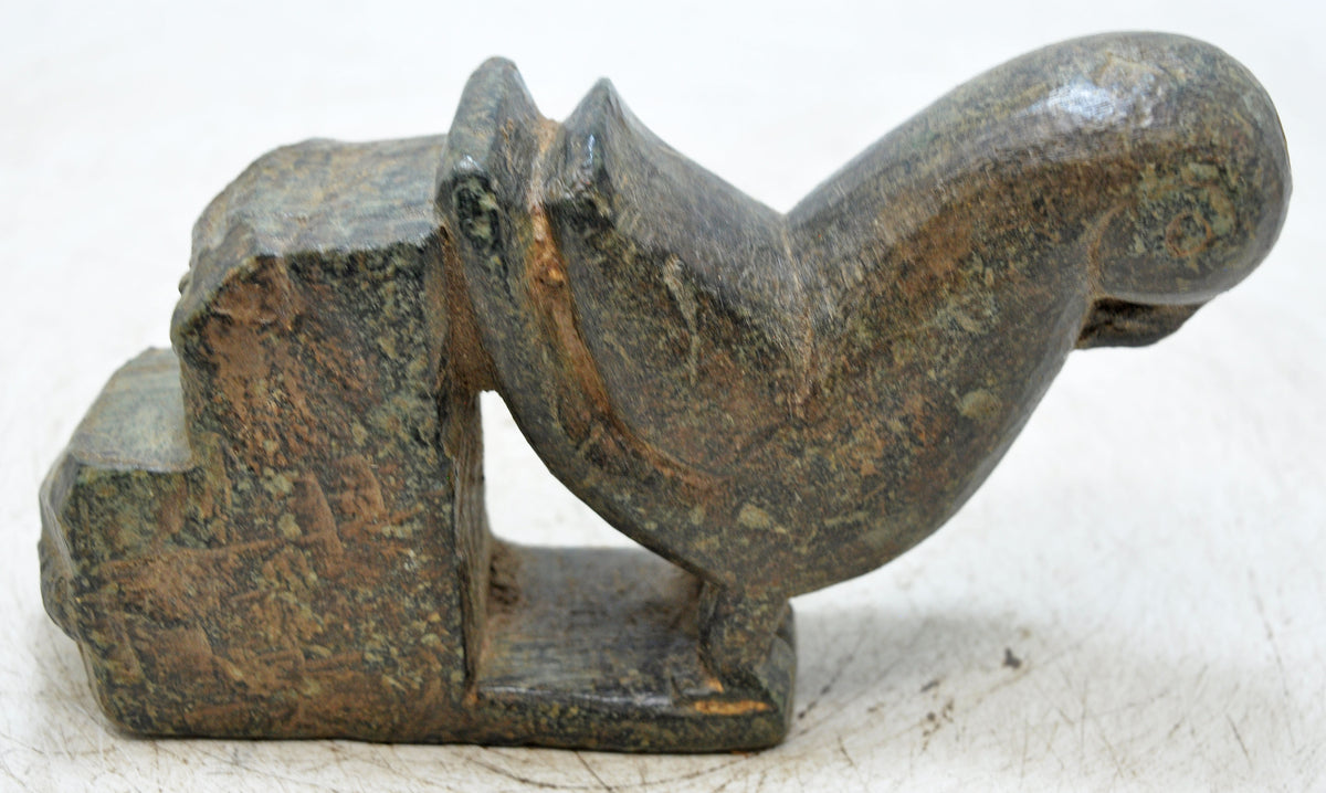 Antique Green Stone Parrot Figurine Wall Hook Hanger Original Old Fine Hand Carved