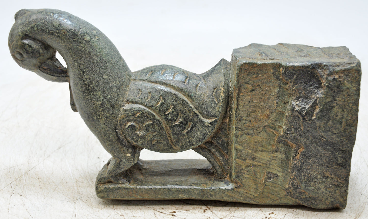 Antique Green Stone Parrot Figurine Wall Hook Hanger Original Old Fine Hand Carved