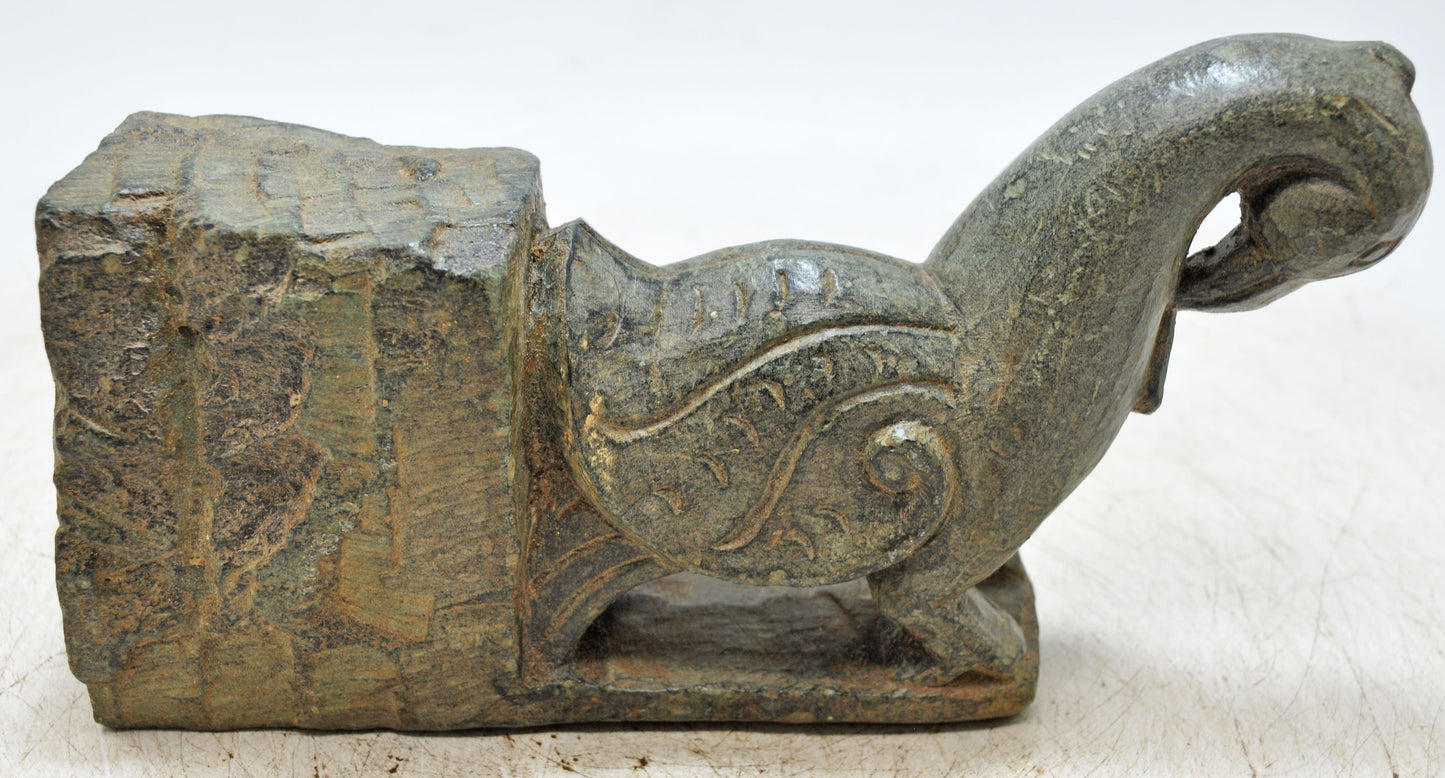 Antique Green Stone Parrot Figurine Wall Hook Hanger Original Old Fine Hand Carved